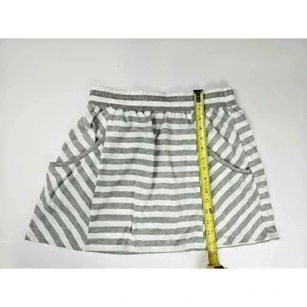 Maurices Cotton Grey/White Striped Skirt Size Medium